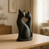 3D Printed Couple Cat Statue - Cute Black Abstract Modern Home, Valentine's Day Gift Suitable for Office Desk Decoration
