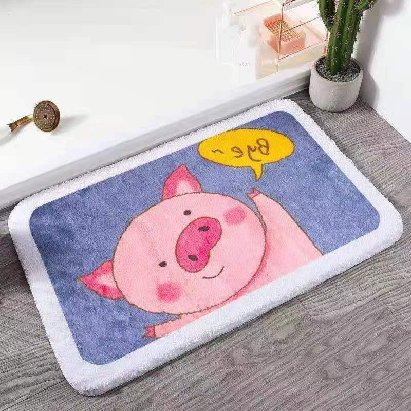 VIKAMA Cartoon Cashmere Floor Mat Soft Non-Slip Bathroom Absorbent Floor Mat Family Toilet Entrance Door Mat Bedroom Carpet