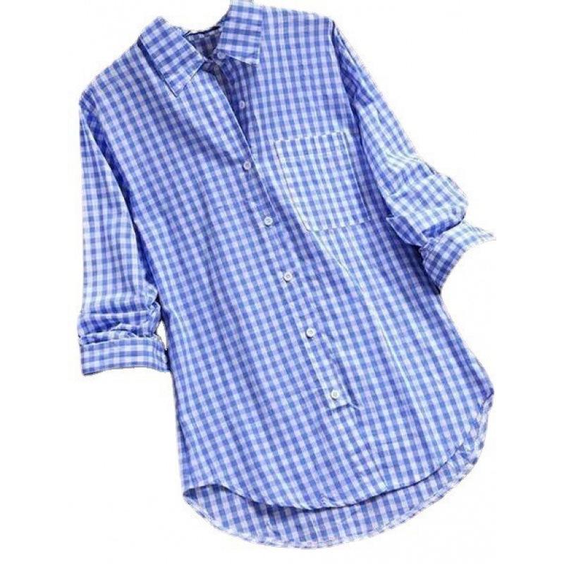 Available Now: Retro Plaid Long Sleeve Lapel Shirt