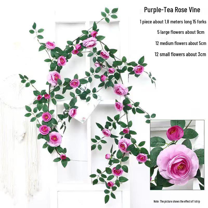 Artificial Silk Rose Vine for Ceiling or Pipe Decoration