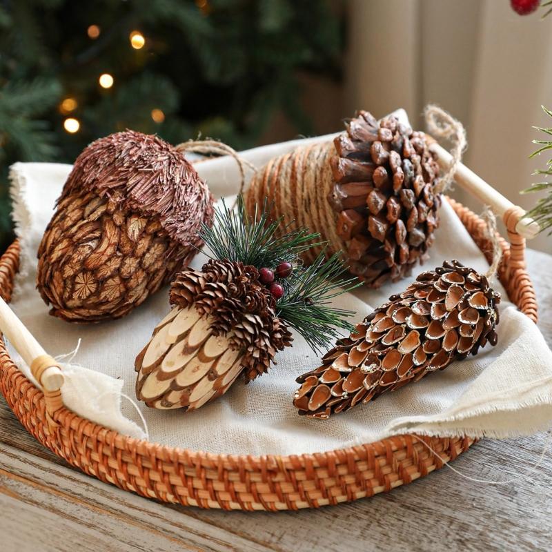Piña Natural Decoración Navideña Colgante Adorno Festivo Duradero Para Decoración Navideña Interior y Exterior