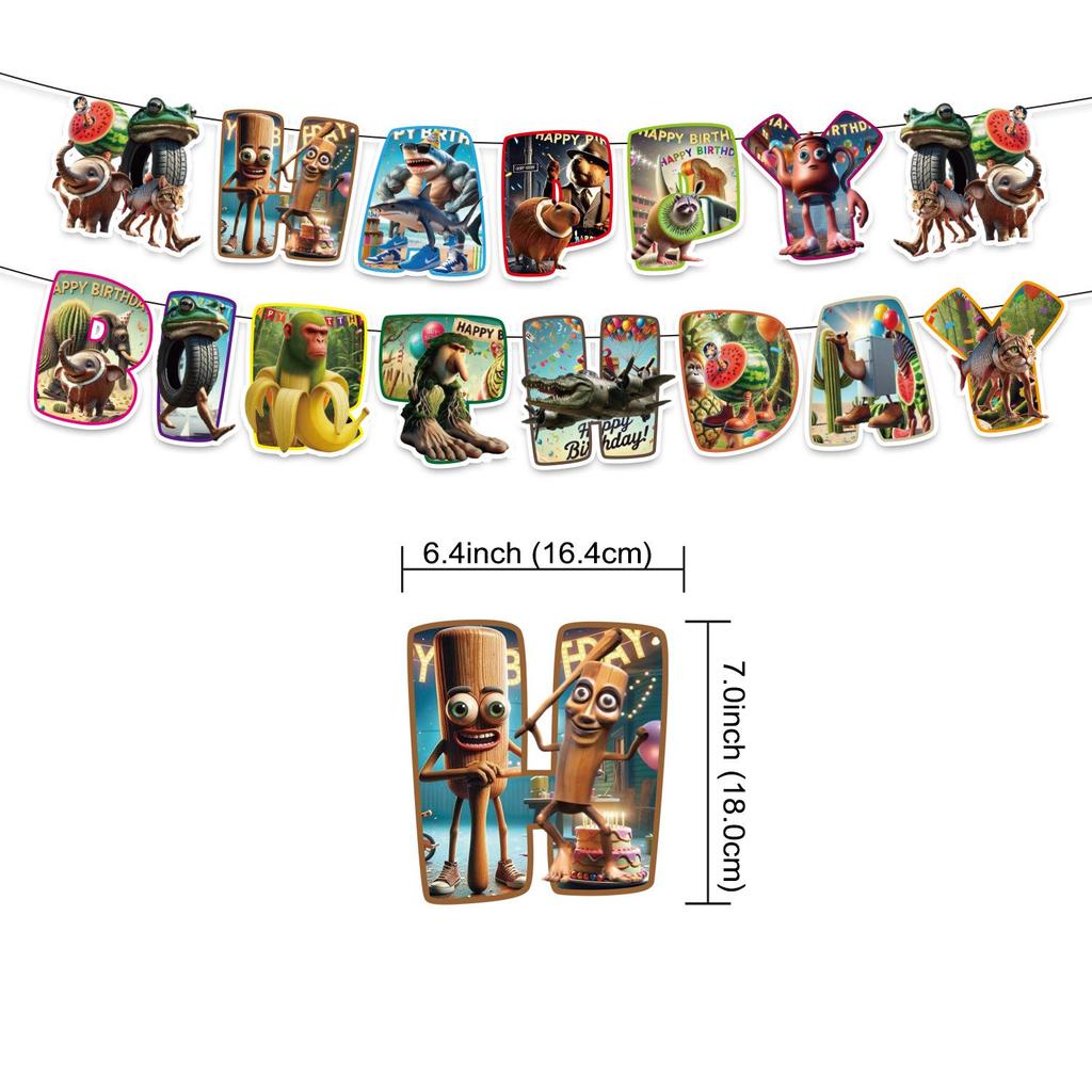 Available: Mountains and Seas Festival Scene Party Decoration Kit - Banner, Balloons, Pull Flags, Cake Toppers.