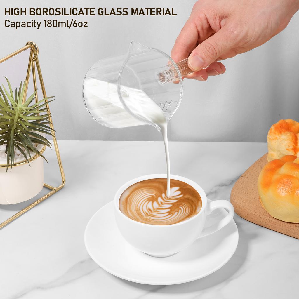 Espresso Cups Glass Handle Double Single Spout Glass Measuring Cup Clear Espresso Shot Glass V-Shaped Mouth Espresso Accessories