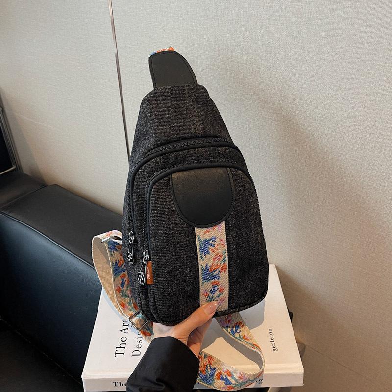 

Popular denim bag women s new versatile casual shoulder messenger bag premium breast bag чёрный