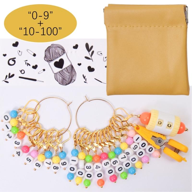 10PCS Number Stitching Marker Charm Locking Crochet Stitching Marker with Knitting Counter Scissors for Knitting Weaving