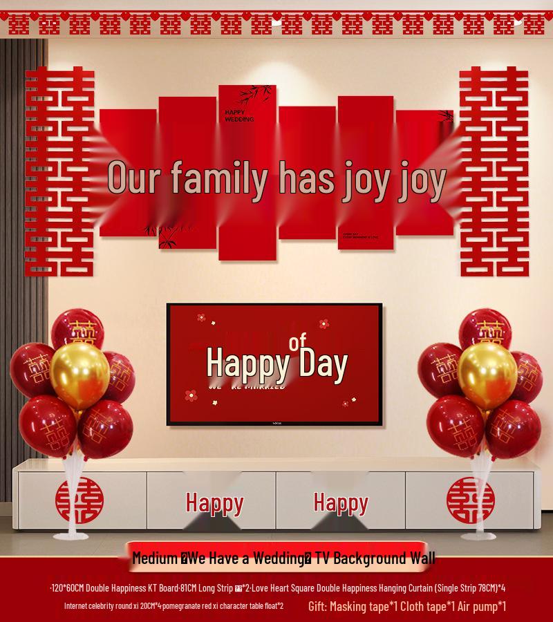 Bröllops vardagsrumsdekor: Bakgrundsvägg och soffgrupp med dubbel lycka