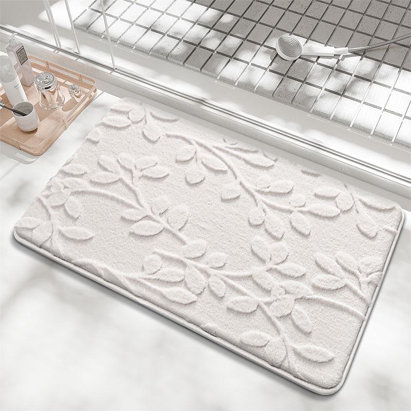 Solid Color Memory Foam Non-slip Bathroom Mat with Imitation Rabbit Fur