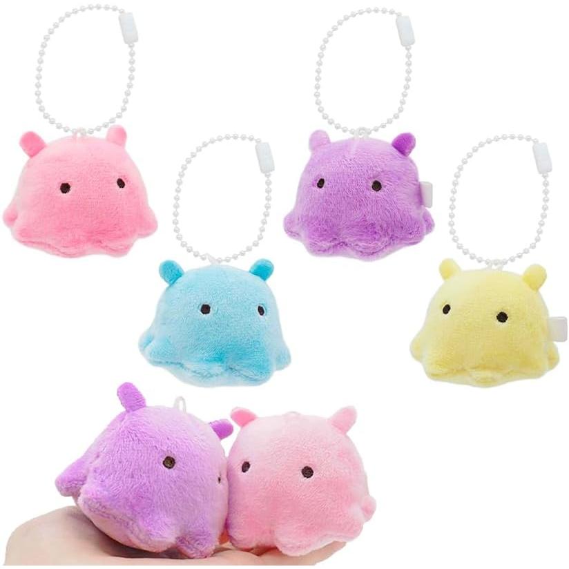 Stuffed octopus with ball chain, 1 piece each, total set of 4 (small capacity, suitable for home sales promotions) Made of polyester, palm size, 6cm