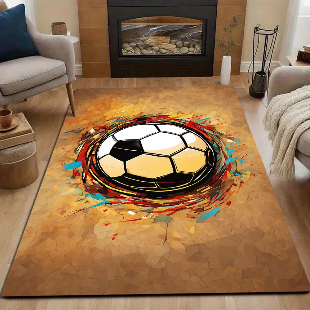 Dynamic Soccer Art Carpet Patterned Carpet, Non Slip Mat Suitable for Living Room and Bedroom Sofas