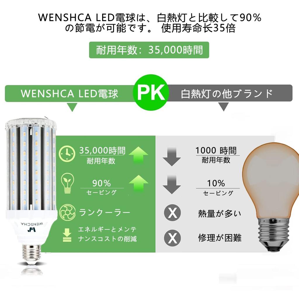 LED Corn Light, Corn Shape, 30W, E26 Base, 3500Lm6000K, Equivalent To a 300-350W Incandescent Bulb, Ultra-Bright, Energy-Saving, Long-Life, Suitable