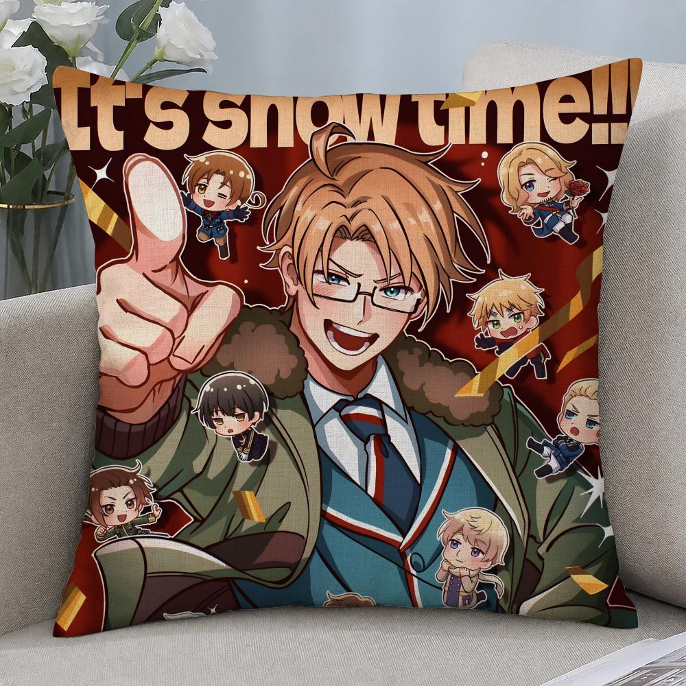 Anime Hetalia World Stars Cushion Cover Cushion Covers Natural Linen Breathable Sofa Bedroom Decor Pillowcase