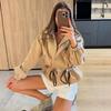 Womens French Retro Stand Collar Windproof Short Trench Coat Small Size Slim Fit Workwear Style