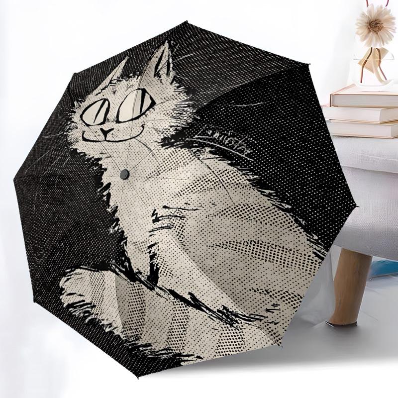 1 Stück Katzenbart Automatisches Öffnen/Schließen Regenschirm, Tragbarer Faltregenschirm, Kompakter Reise-Regenschirm für133
