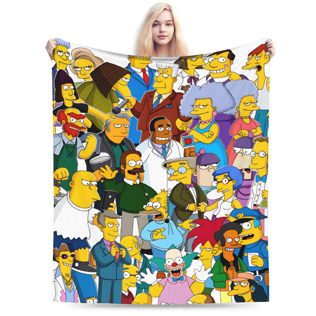 S-Simpsons Homer Donut Pattern Bedding Throws Soft Cozy Trend Blanket  For Couch Chair Camping Flannel Bedspread Bed Cover