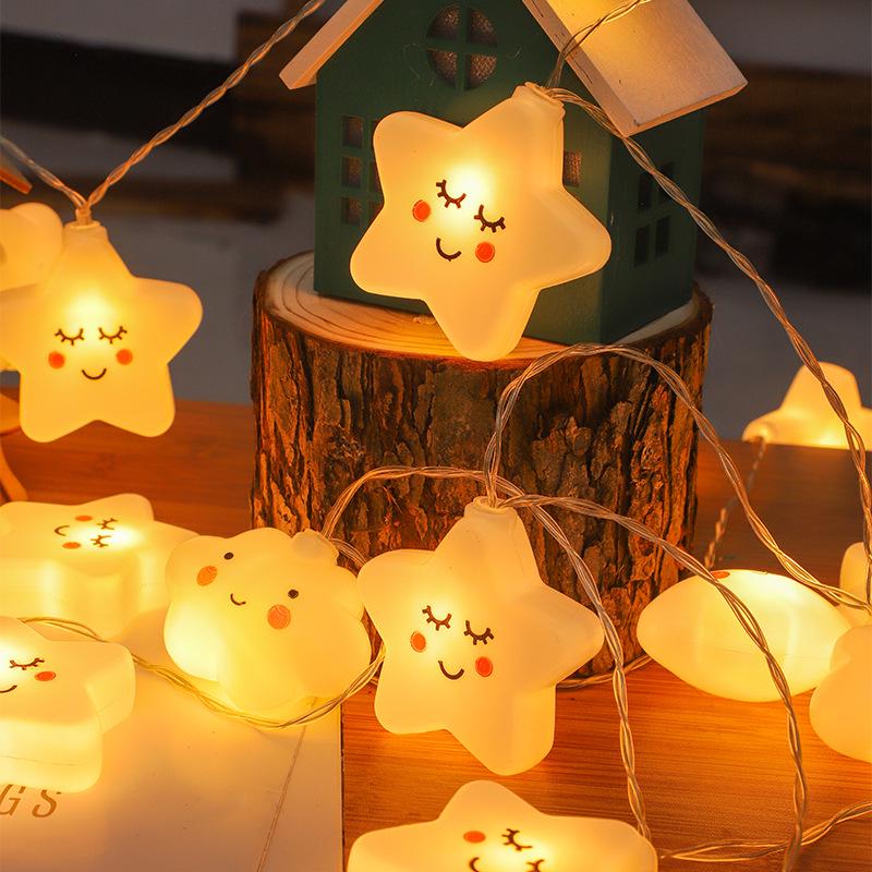 Creative LED Rainbow Star String Lights - Cloud Design for Kids' Rooms, Courtyard Decor, and Tent Atmosphere
