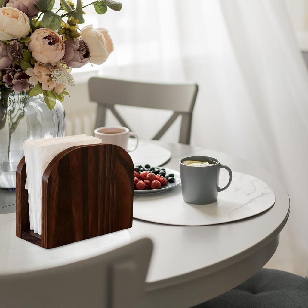 Wooden Freestanding Napkin Holder Rustic Paper Tissue Dispenser for Restaurant Table and Home Décor