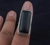 Solid 925 Sterling Silver Black Onyx Rectangle Gemstone Ring Large Ring Unisex Gift Designer Ring
