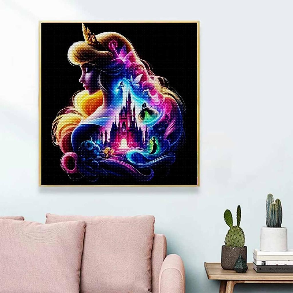 DIY Diamond Painting Round Diamond The Back View of The Princess Full Diamond Mosaic Home Decoration Painting Cross Stitch Kit