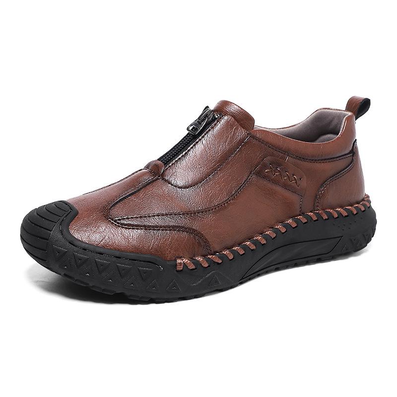 Herren Slip-On Freizeitschuhe Herbst 2025 - Weiche, Rutschfeste Sohle, Reißverschluss, Flacher Absatz, Atmungsaktiv