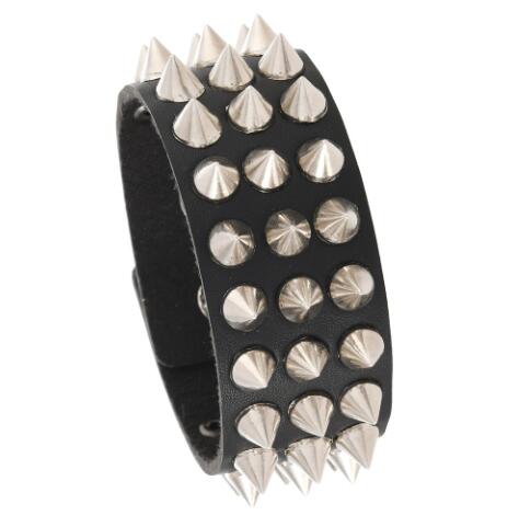Punk Studded Bracelet Goth Bracelet Leather Rivets Spike Bracelet Cuff Adjustable Metal Wristband Gothic Accessories for Men