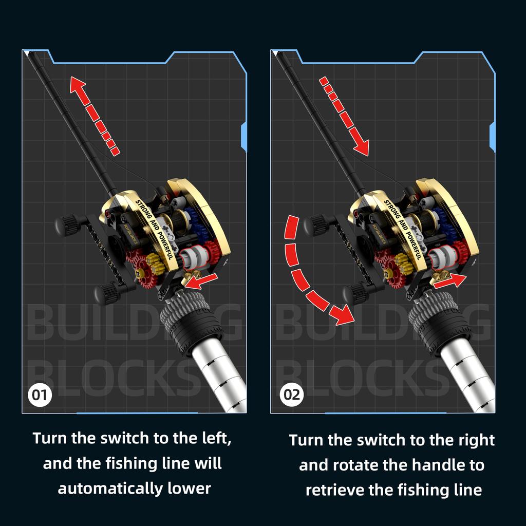 Fishing Rod MOC Building Blocks Technology Machinery Series Assembly Simulation Model Multi Shaped Fishing Bait Creative Gift