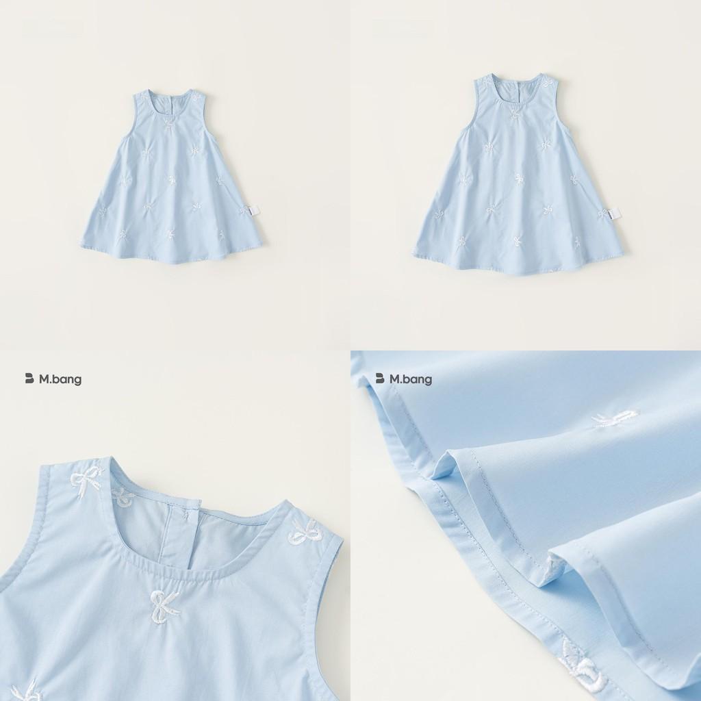 Girl Summer Cotton Sleeveless Dress With Bow Embroidery For Kids Age 3 To 8