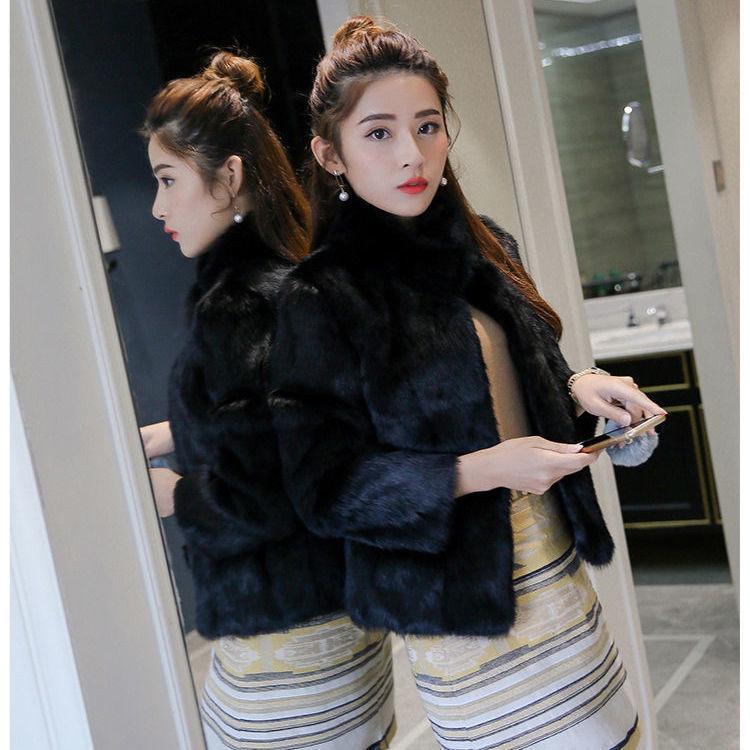 Imitation mink coat women's short stand-up collar autumn and winter top imitation fur jacket imitation velvet new
