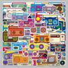 50pcs Waterproof Retro Cartoon Radio Stickers for Suitcases, Computers, and Journals