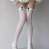 Lolita Gothic Cross Garter Stockings Velvet One-Piece Thigh High Socks Straps Elegant Black White Solid Color Over Knee Socks