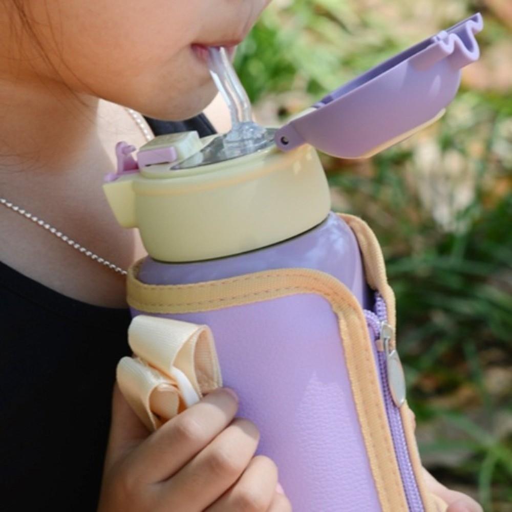 Stainless Steel Kids Thermos Bottle with Straw Thermal Water Bottle Vacuum Flask for Students