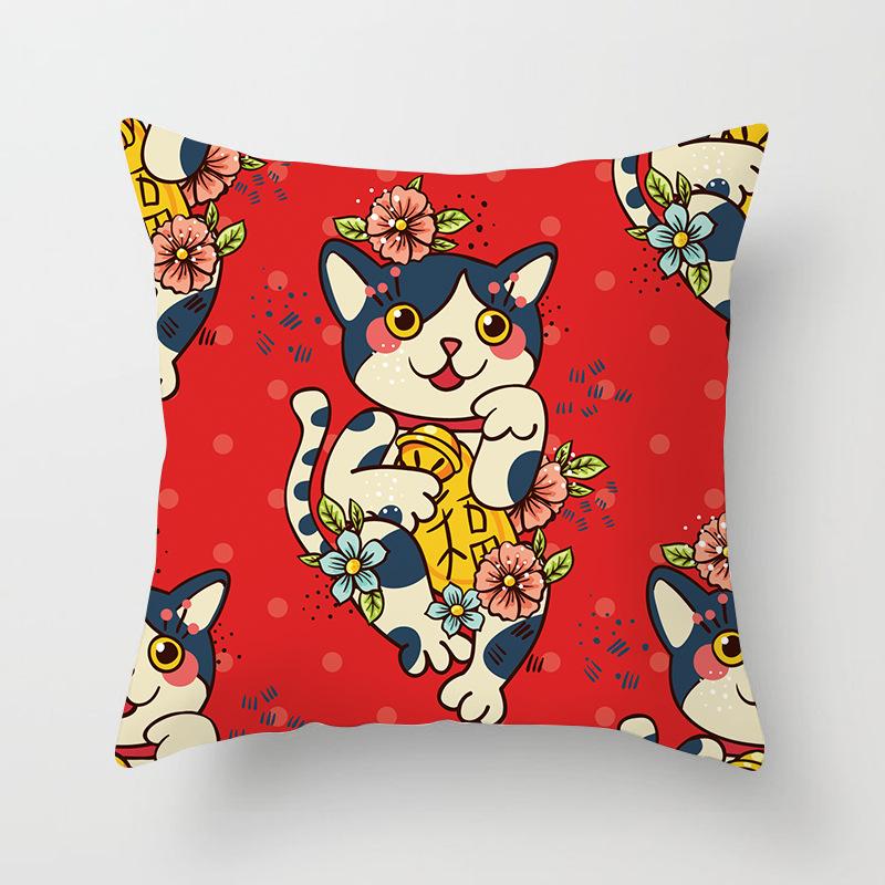 New Style of Lucky Cat Series Pillowcases, Home Office Sofa Pillow Cushion Covers, Seats