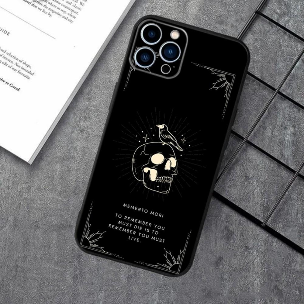 Memento Mori Phone Case For Apple iPhone 15,14,13,12,11,XS,XR,X,8,7,Pro,Max,Plus,mini Silicone Black Cover