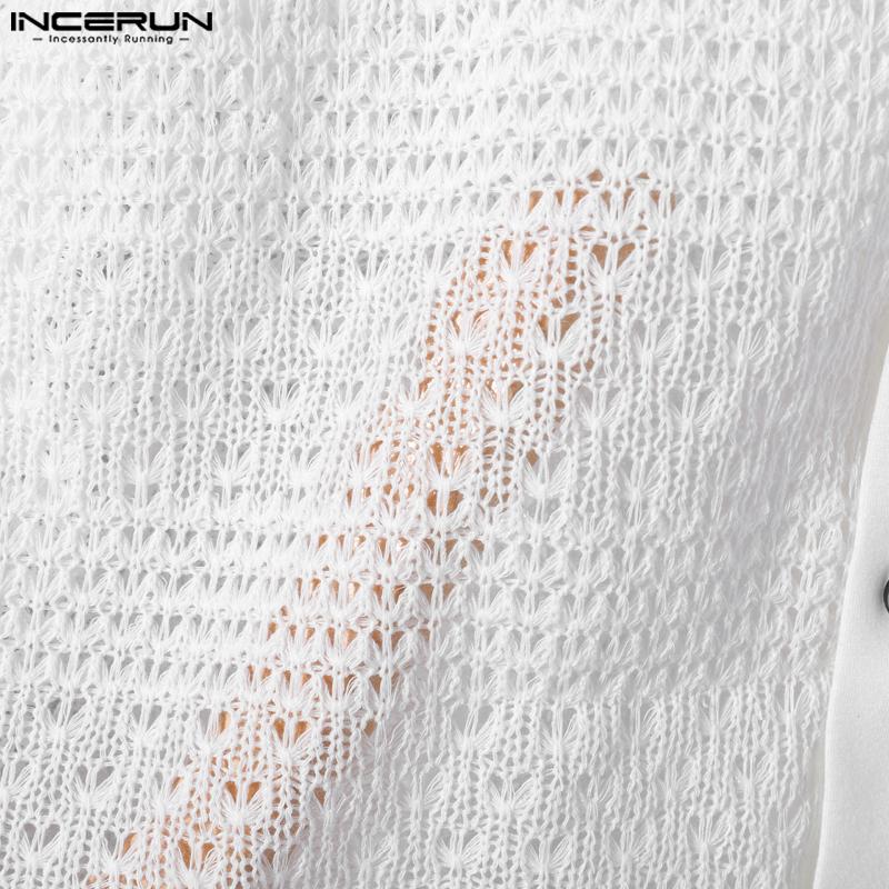 INCERUN Herren Revers Kurzarm Aushöhlen Lässig Locker Hemden Oberteile