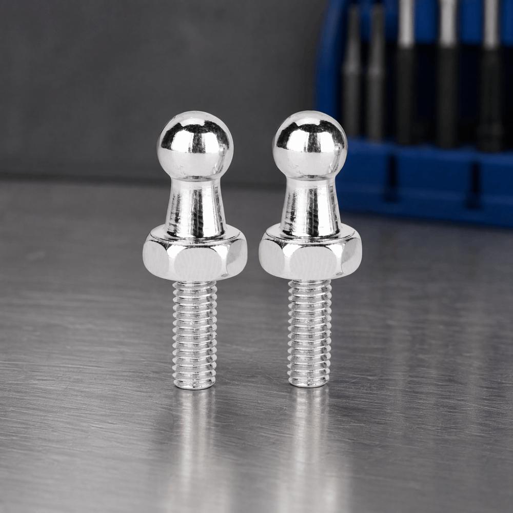 2PCS Vis à Tête Boule Argentée 10mm Connecteur Raccord pour Ressort à Gaz Universel Pour Tous les Vérins à Gaz de Voiture