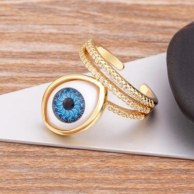 

Nidin Lucky Evil Eye Wedding Bands For Women Fashion Luxury 5 Colors Top Quality Zircon Jewelry Couple Finger Adjustable Rings светло-синий