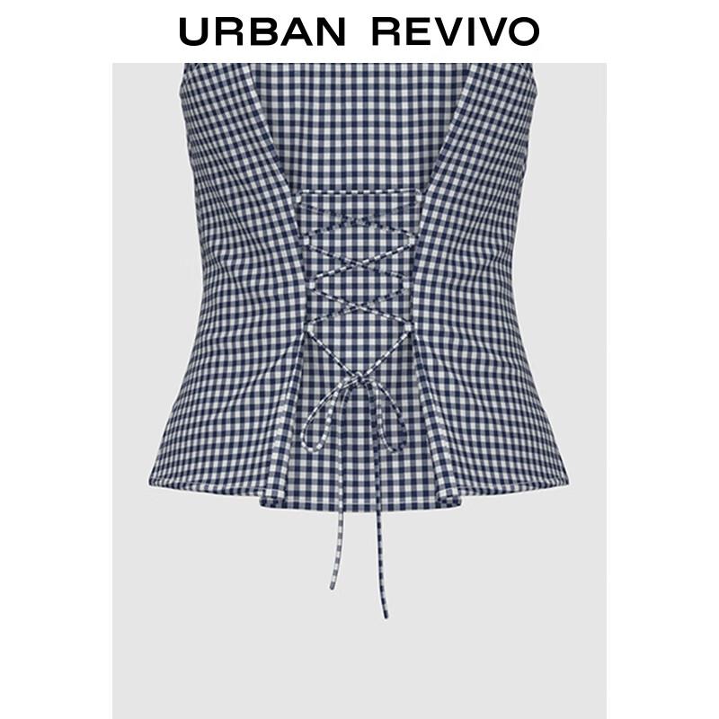 UR Women's Sleeveless Plaid Polo Collar Shirt