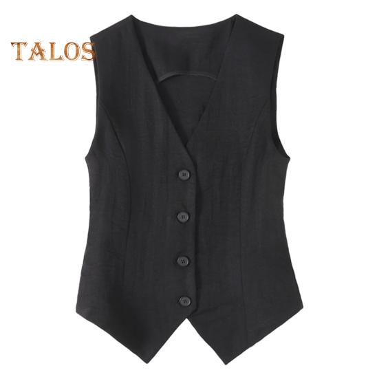 

Женский жилет однобортный однотонный без рукавов с V-образным вырезом, облегающий строгий деловой кардиган в стиле ретро для офиса, свадьбы, банкета, жилет XL