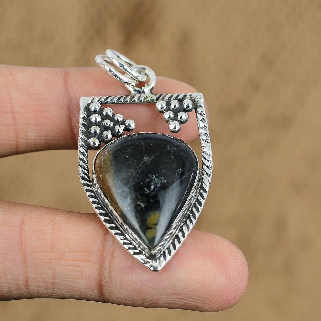 Wedding Gift For Her 925 Sterling Silver Natural Picasso Jasper Gemstone Pendant