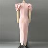 European-American Elegant Bandage Dress with Pleated Design and Rhinestone Accents