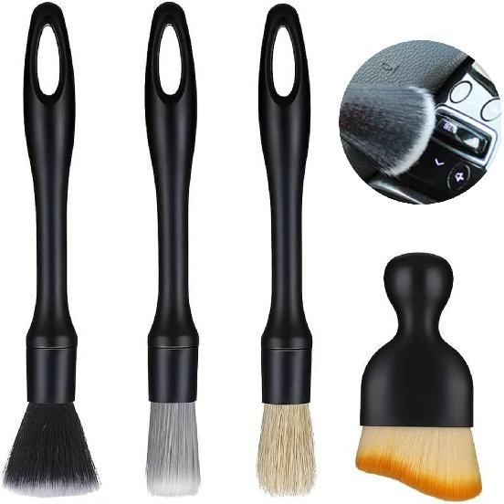 Car Detailing Brush Set, 4PCS Ultra Soft Detail Brushes For Interior & Exterior Cleaning Professional Auto Detailing Brushes For Car Wash, Wheels,