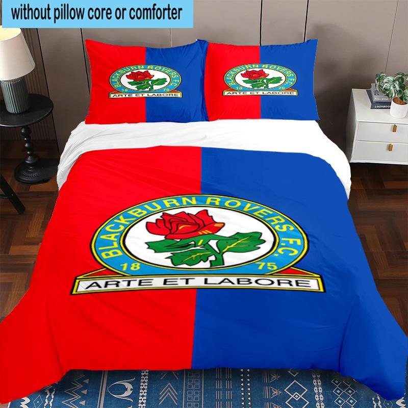 3pcs Blackburn Rovers Crest Football Club Bedding Set Duvet Cover Closure Includes 1 Duvet Cover & 2 Pillowcases Bedding Sets Home Decor Gifts