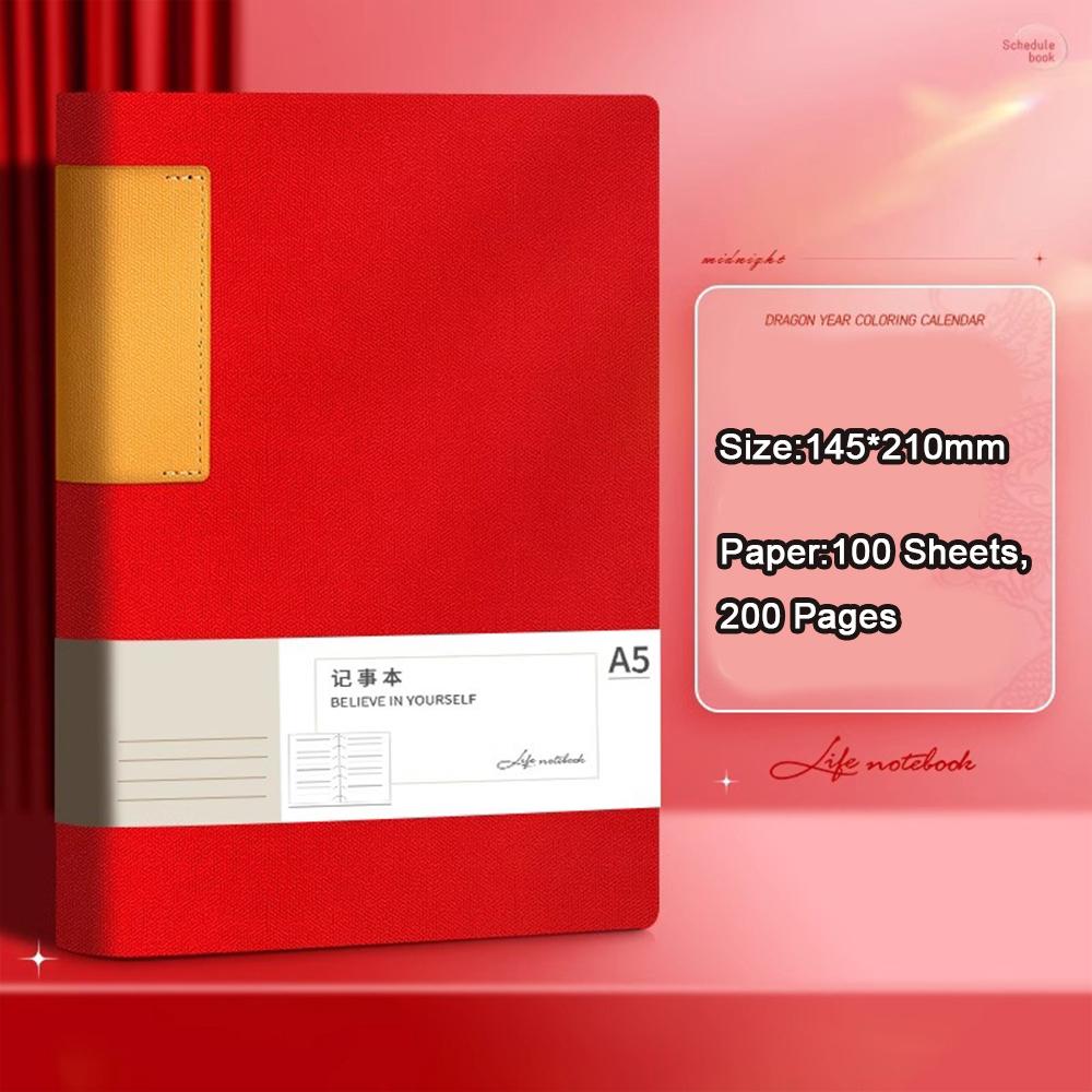 (Logo Can Be Engraved) A5 Leather Student Subject Notebook, Business Meeting Record Book, Thickened Notepad, Office Ledger, Diary