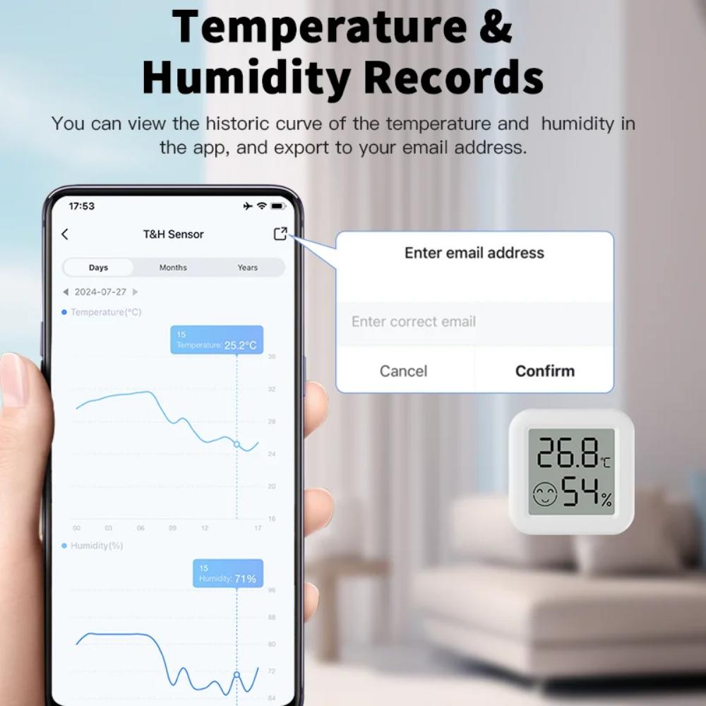 Tuya Zigbee 3.0 Temperature Humidity Sensor APP Remote Control Thermometer Via Smart Life For Smart Home Work With Yandex Alexa