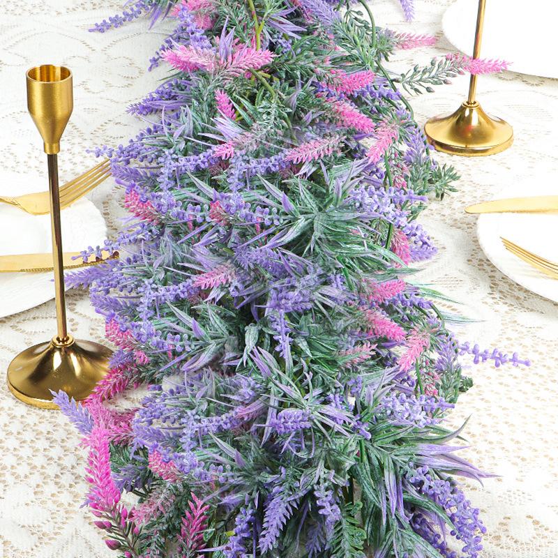 Artificial Lavender, Fake Plant, Vine, Hanging Wedding Background, Arched Wall, Outdoor Decoration Plastic Flowers