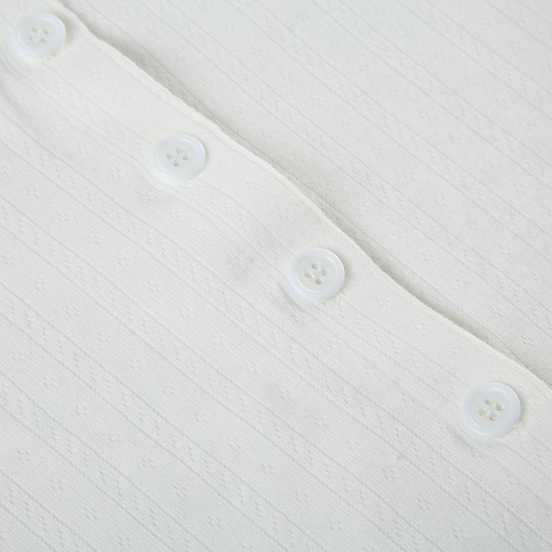 Jednobarevná pletená dvoudílná sada Dámský základní top s dlouhým rukávem a přezkou Elastické široké kalhoty Jednoduchý ležérní oblek Módní novinka jaro