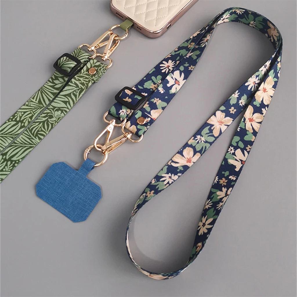 Green Leaves Adjustable Neck Cord Phone Strap Mobile Phone Straps Patch Cell Holder Phone Hanging Cord Phone Lanyards Strap