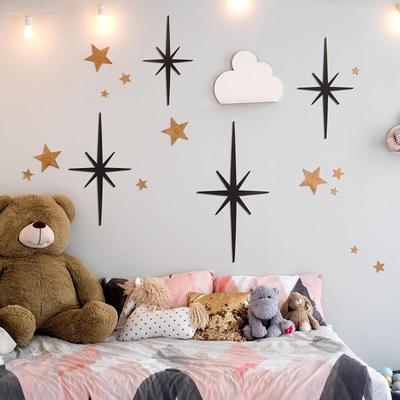 4 Pieces Iron Starbursts Metal Wall Arts Stars Hangings Creative Easy To Install Ornaments for