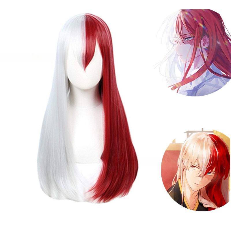 My Hero Academia Cosplay-Perücke für Todoroki- und Bakugo-Fans, 65 cm lang, rot-weiß