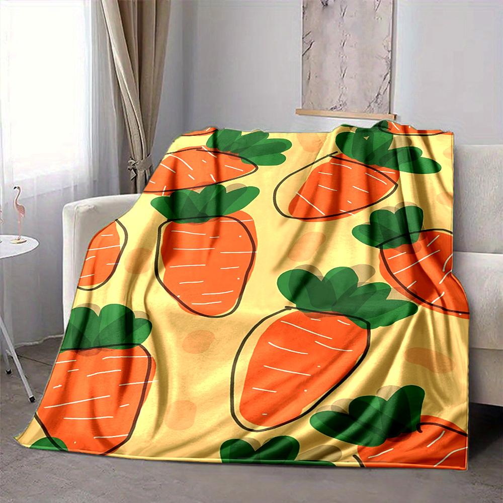 1pc Carrot Pattern Print Blanket   Lightweight Flannel Throw Blanket For Sofa, Bed, Living Room, Office, Outdoor Travel, Camping