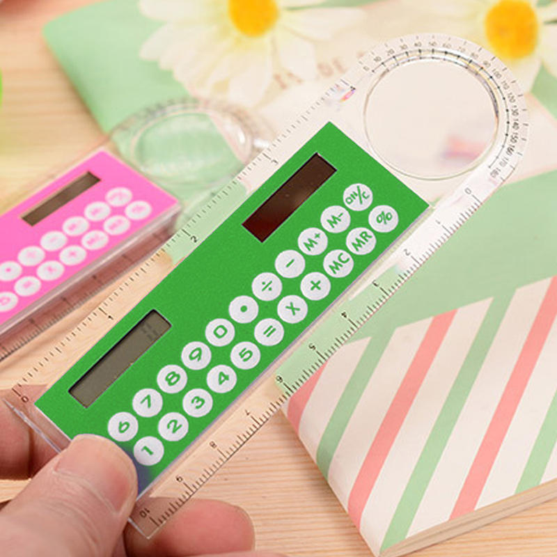 Regla solar Regla de 10 cm Mini calculadora digital 2 en 1 Papelería para niños Regalos de oficina escolar